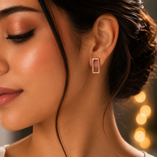 Long square rose studs